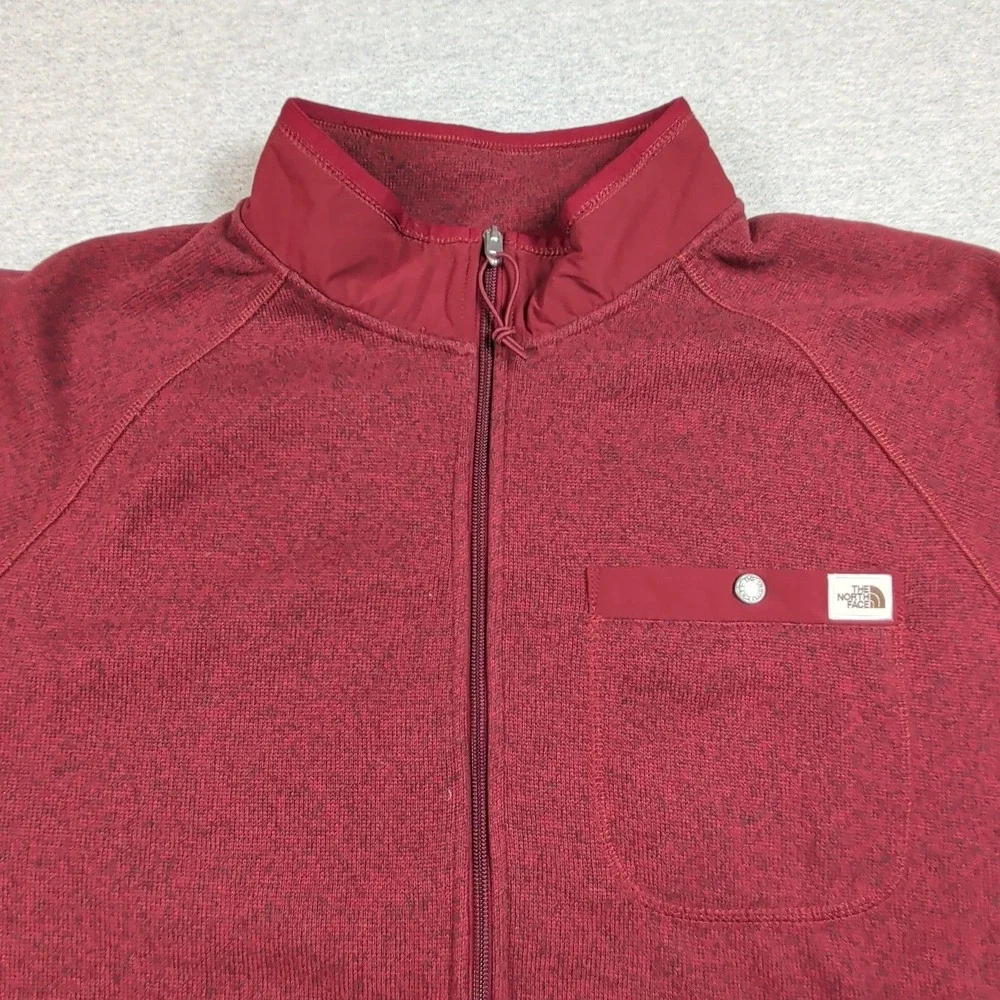 The North Face Gordon Lyons Full Zip Fleece Jacket Mens XXL Red Heather Sweater